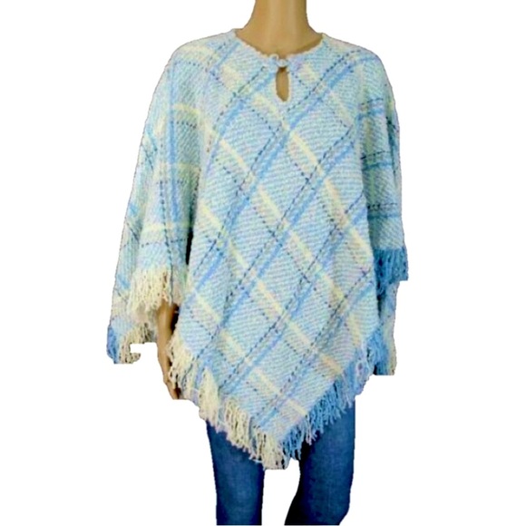 SHAMROCK PONCHO Softie Alpaca Wool Blend Green Cheerful Boho Made in Ireland - Picture 1 of 16